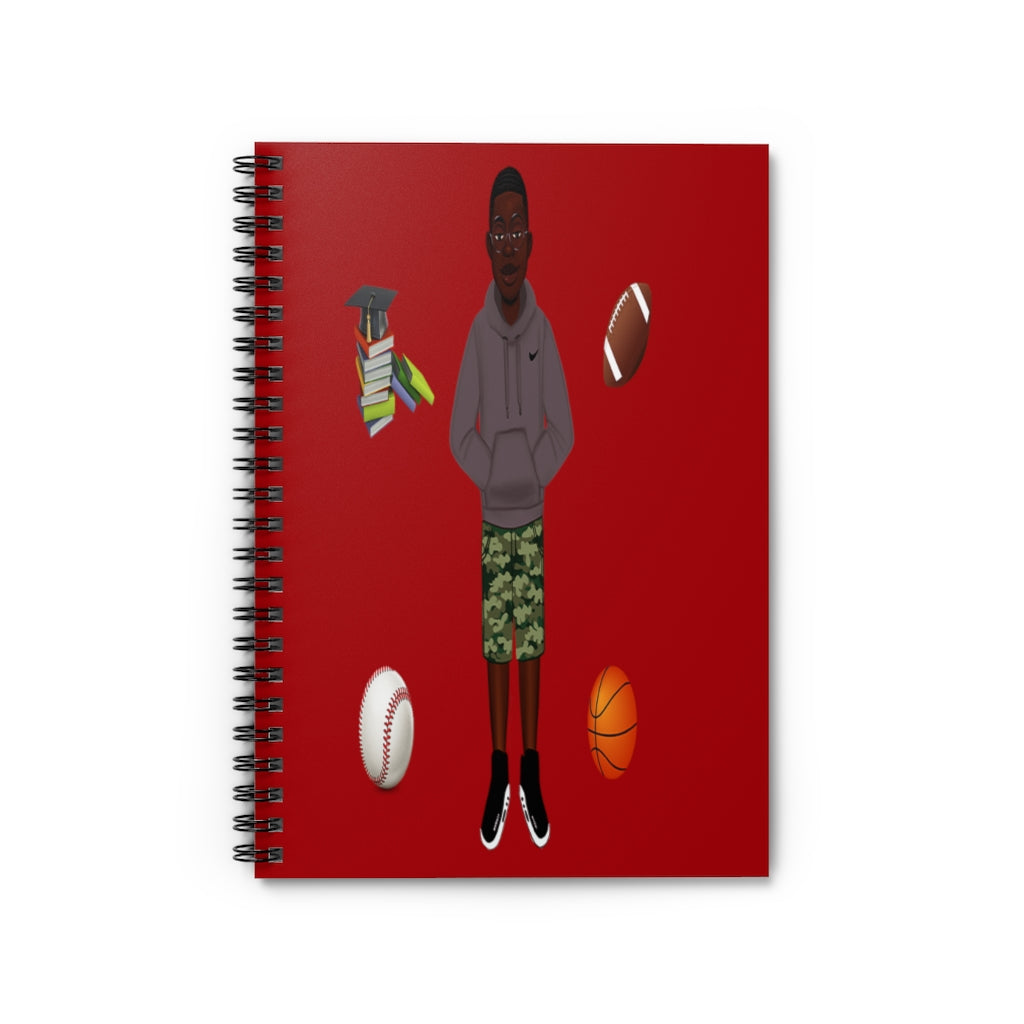 African American Spiral Notebook - Ruled Line Featuring KJ (Red)