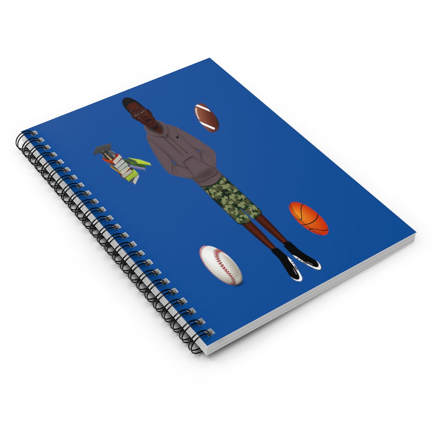 African American Spiral Notebook - Ruled Line Featuring KJ (Royal Blue)