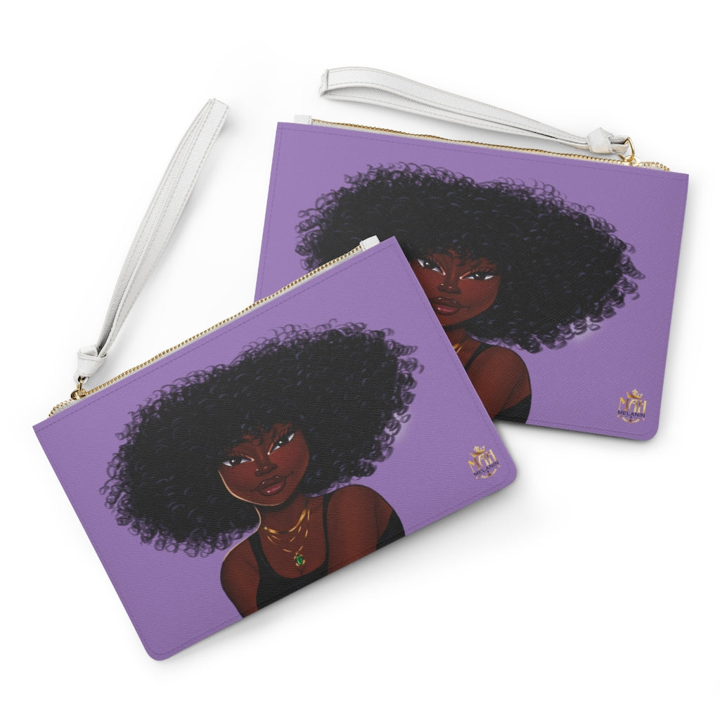African American Vegan Leather Clutch (Light Purple)