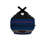 African American Boy Backpack - Blue and Red - I Am The Best Version of Myself on the top of the backpack - Featuring KJ