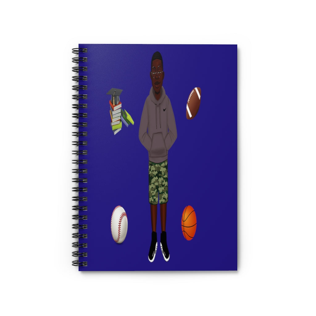 African American Spiral Notebook - Ruled Line Featuring KJ (Dark Blue)
