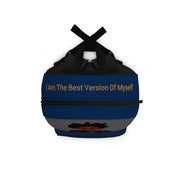 African American Boy Backpack - Blue and Gold - I Am The Best Version of Myself on the top of the backpack - Featuring Ja'siyah