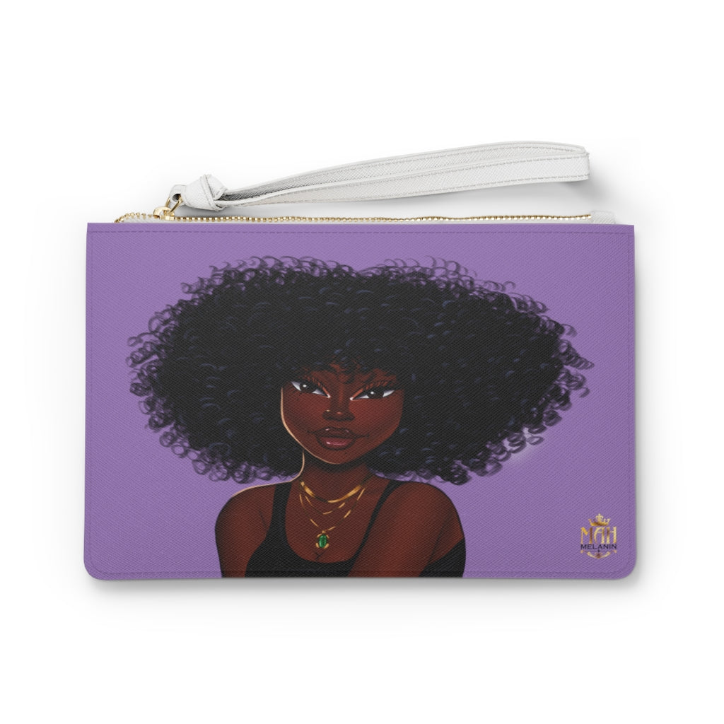 African American Vegan Leather Clutch (Light Purple)