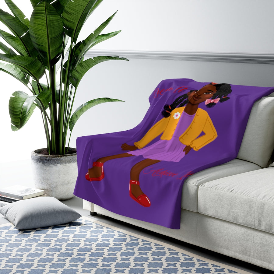 African American Sherpa Fleece Blanket Featuring Syreniti (Purple and Red)