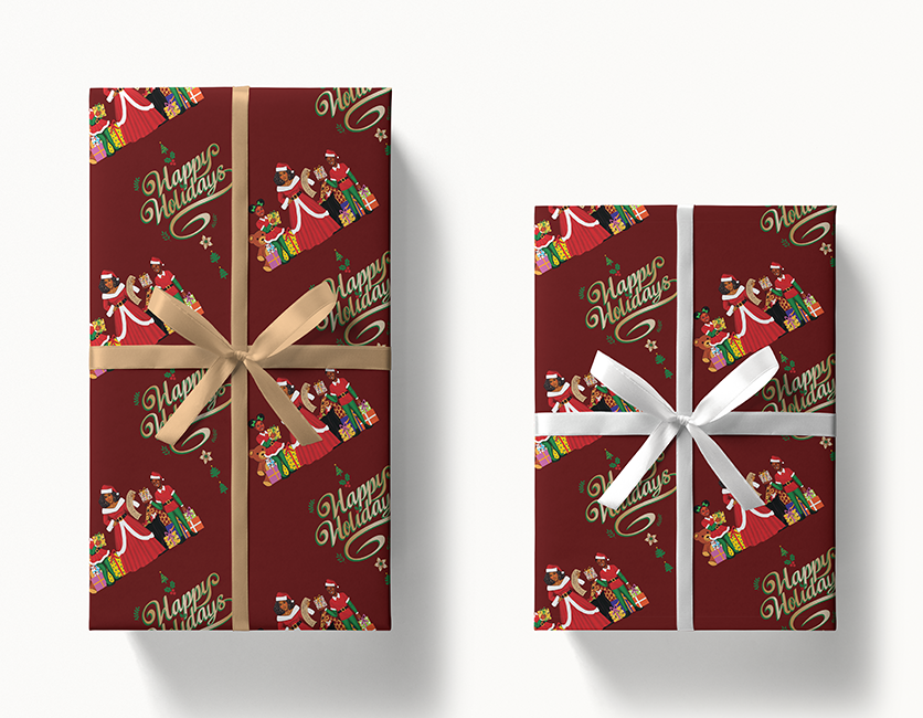 Rose Gold Melanin Christmas Wrapping paper sheets