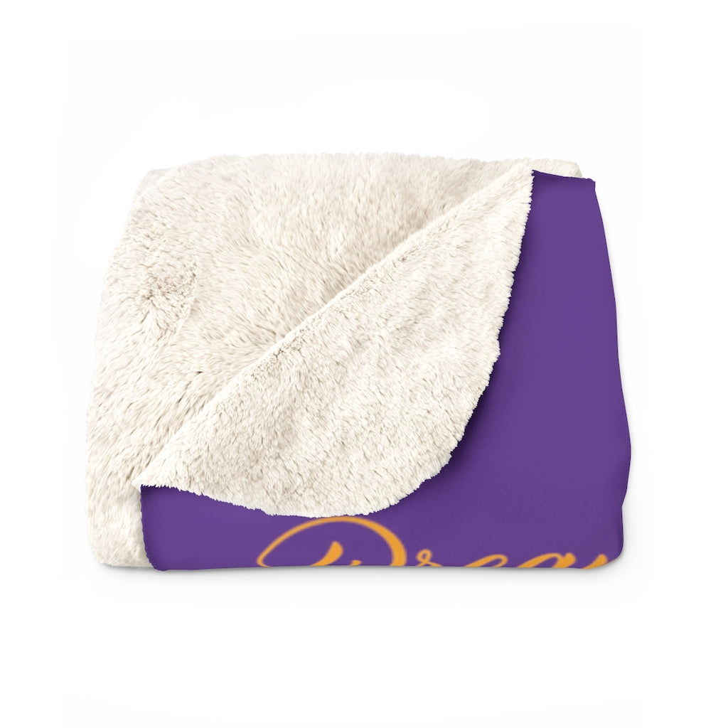 African American Sherpa Fleece Blanket Featuring Syrentiti (Purple and Deep Yellow)