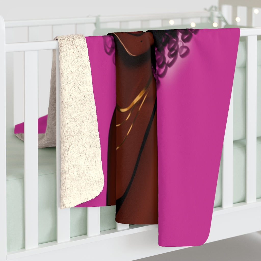 Sherpa Fleece Blanket Featuring Essence Pink
