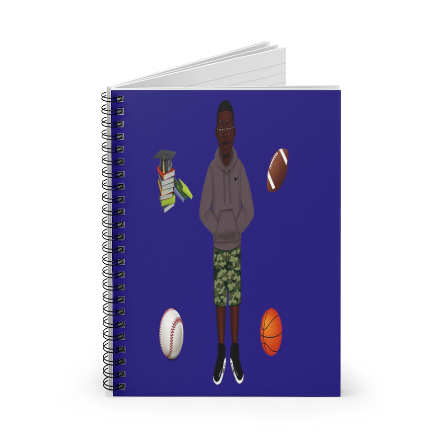 African American Spiral Notebook - Ruled Line Featuring KJ (Dark Blue)
