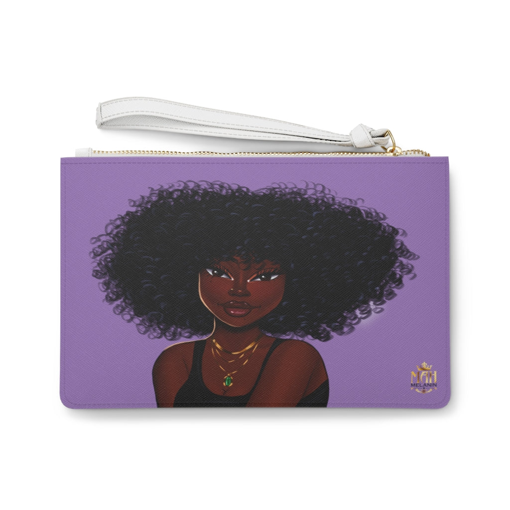 African American Vegan Leather Clutch (Light Purple)