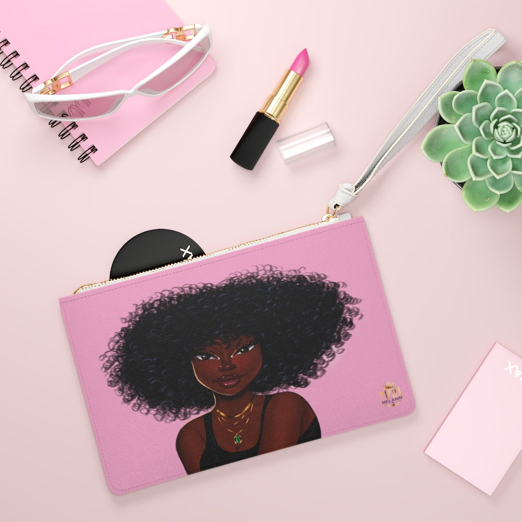 African American Vegan Leather Clutch (Pretty in Pink)