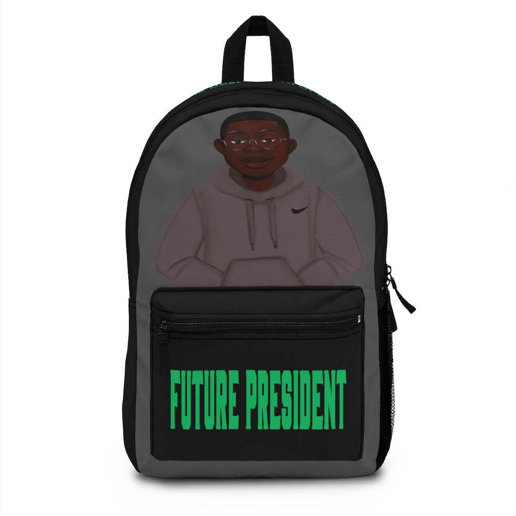 African American Boy Backpack - Black and Green - Future President - Featuring KJ