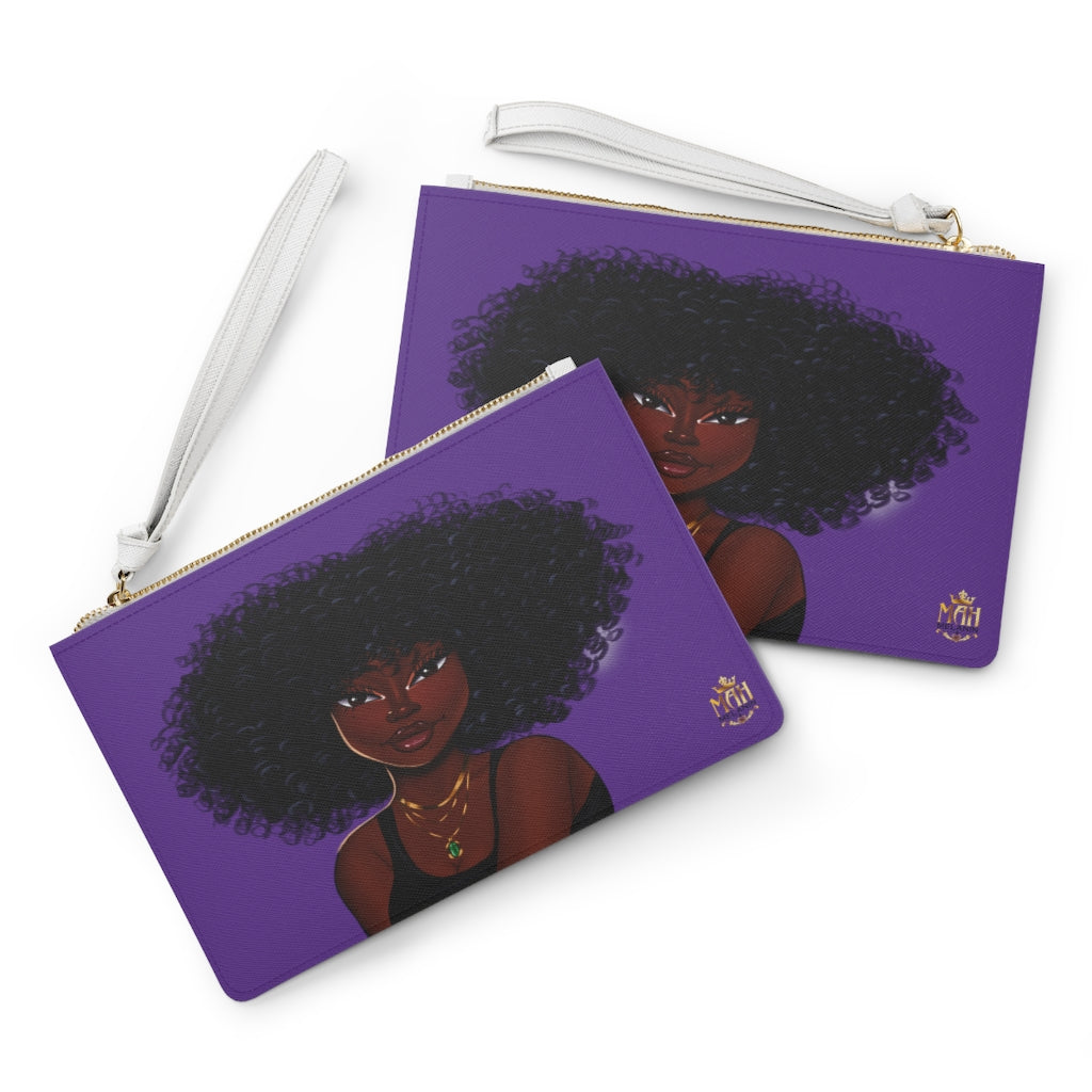 African American Vegan Leather Clutch (Purple)