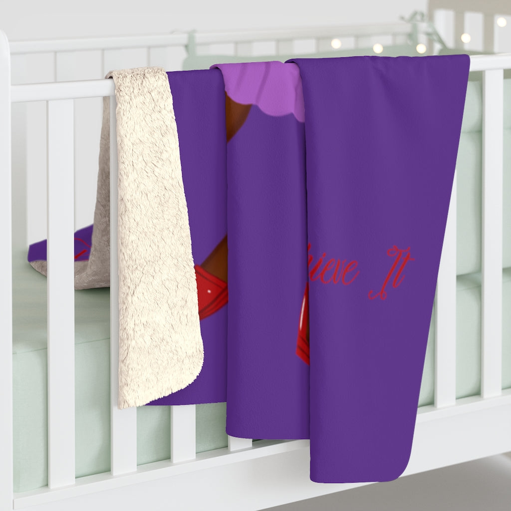 African American Sherpa Fleece Blanket Featuring Syreniti (Purple and Red)