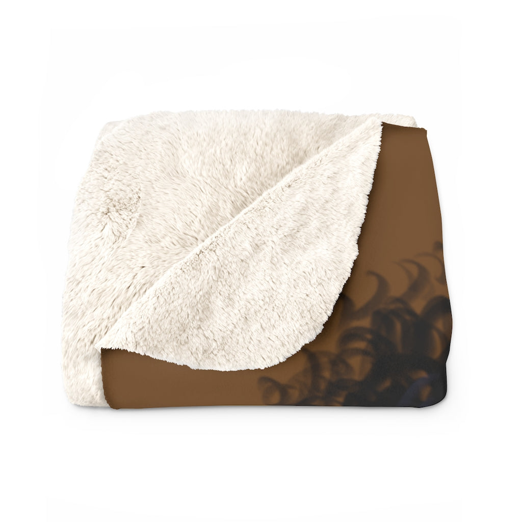 Sherpa Fleece Blanket Featuring Essence and Malik Dark Brown