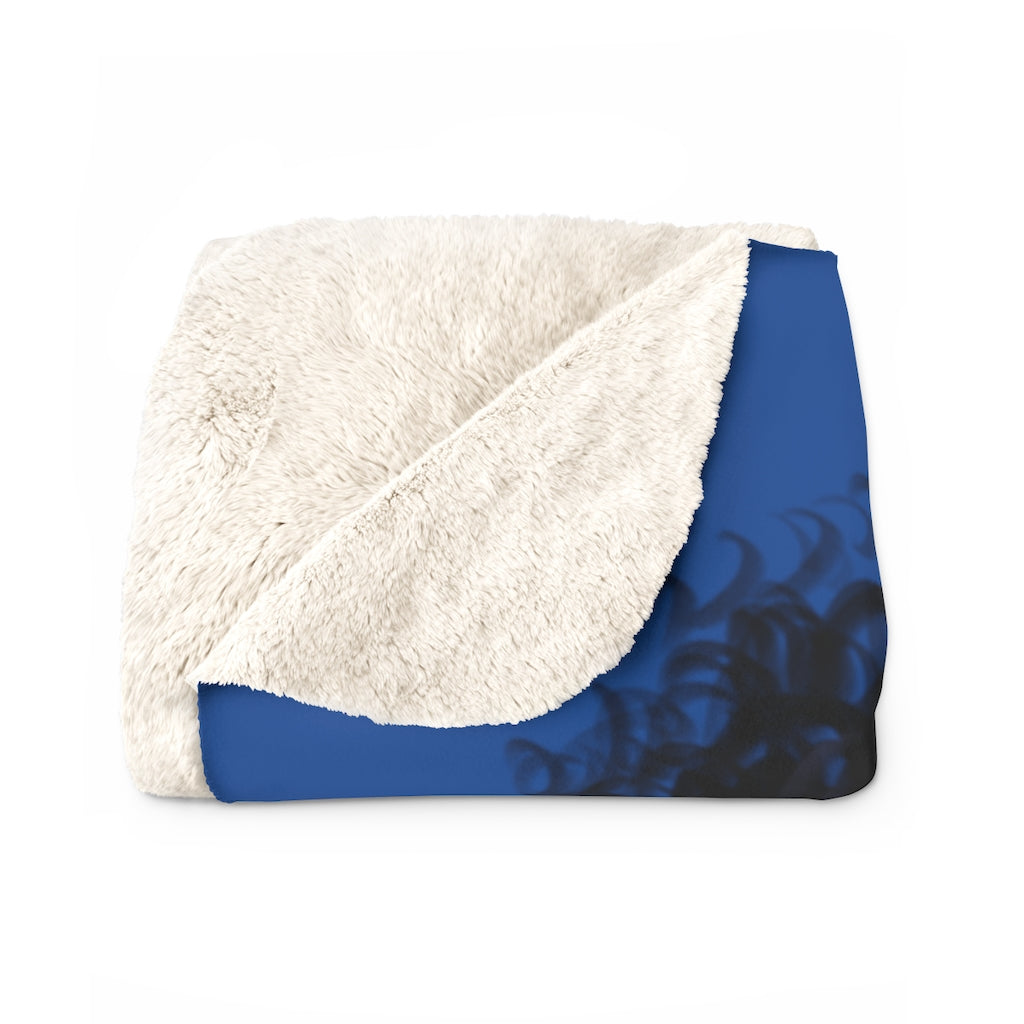 Sherpa Fleece Blanket Featuring Essence and Malik Dark Blue