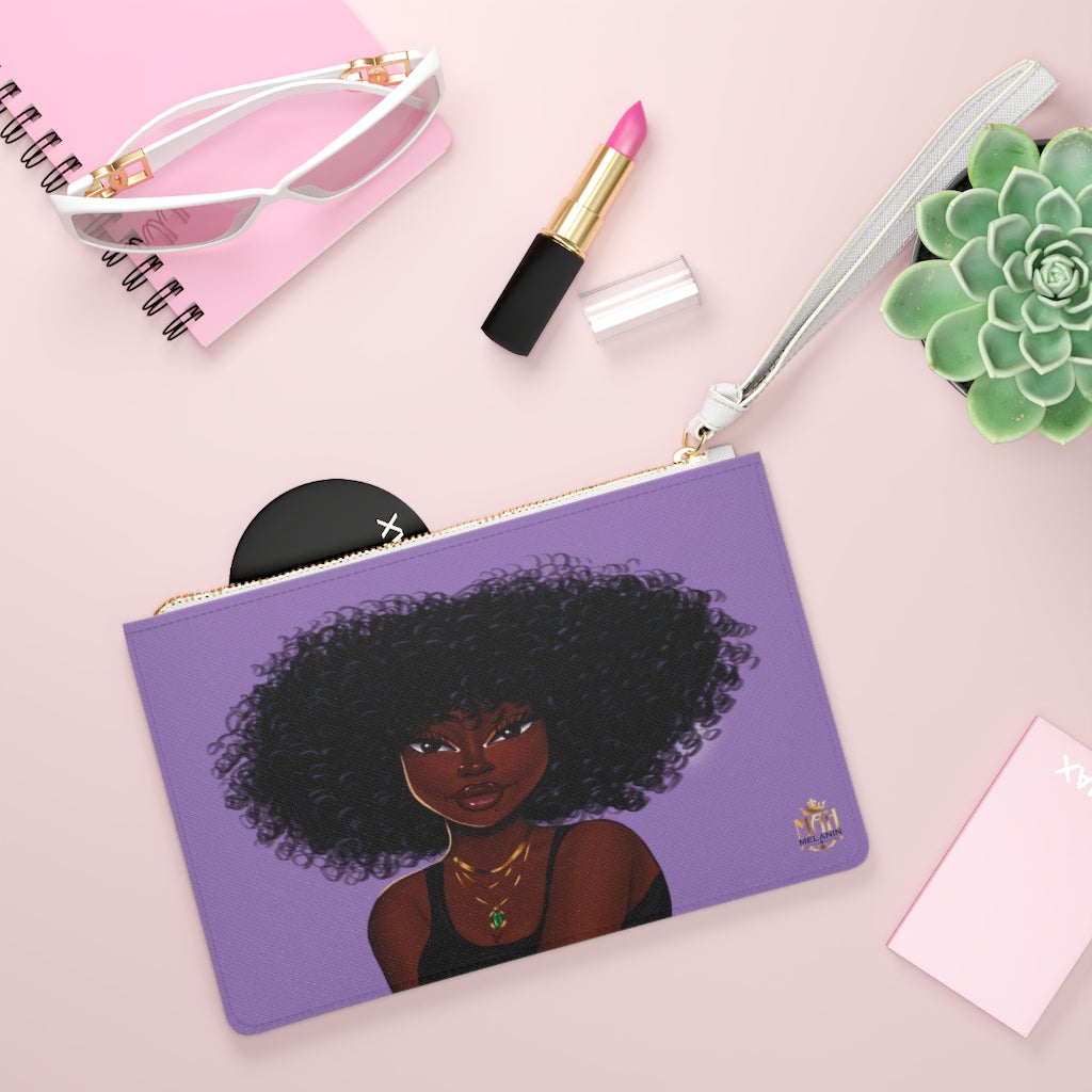 African American Vegan Leather Clutch (Light Purple)
