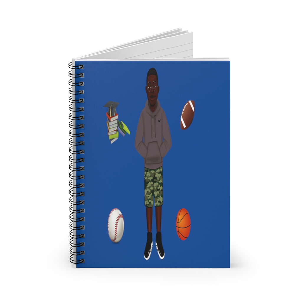 African American Spiral Notebook - Ruled Line Featuring KJ (Royal Blue)